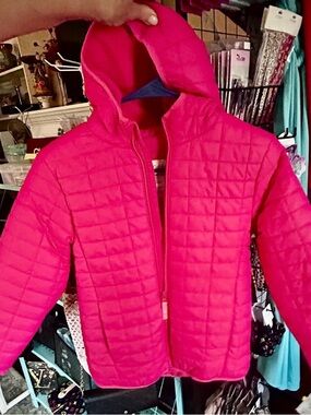 Cat & Jack Girls' Hooded Quilted Jacket -  Pink, M-8, NEW